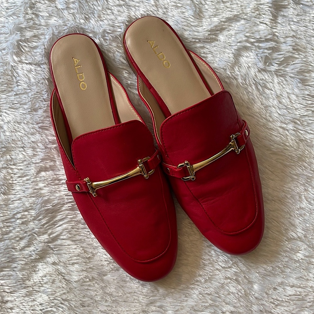 Red leather slippers